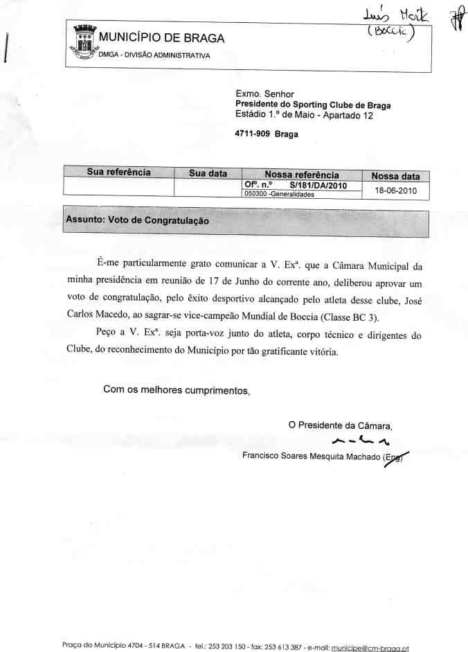 ofício voto congratulação zé carlos